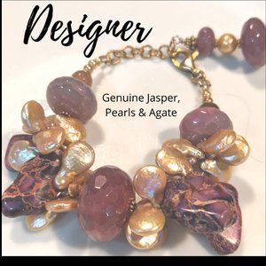 One of a Kind Bracelet Pearl, Agate & Jasper